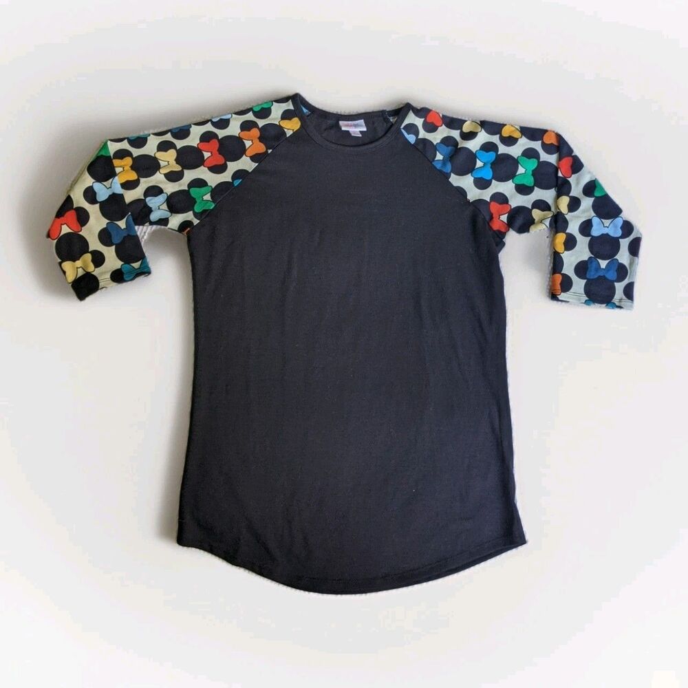 Disney LulaRoe Shirt Sz S Black Mickey Minnie Mouse 3/4 Sleeved T-shirt Tee